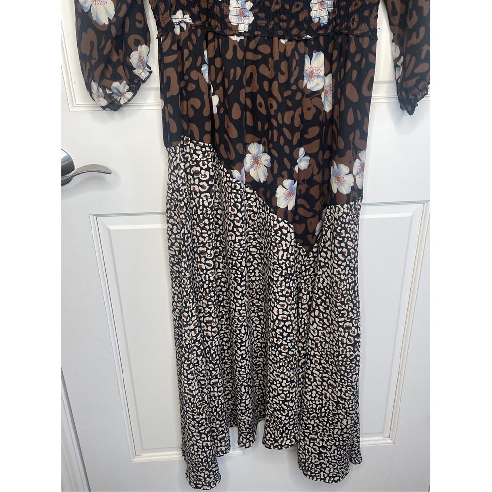 Figueroa & Flower Women's Boho Maxi Dress Sz XL Floral Animal Asymmetrical Hem - Picture 4 of 15